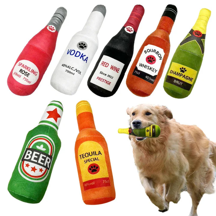 Funny Plush Dog Toys Beer Bottle